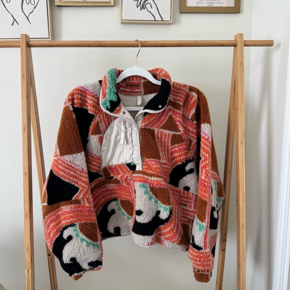 Free People Jackets & Blazers - Free People Printed Hit the Slopes Fleece - Orange